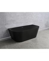 Akrilinė laisvai pastatoma vonia ORO Alicia All Matt Black 160 x 75 cm, su juodos-matinės spalvos sifonu ir persipylimu