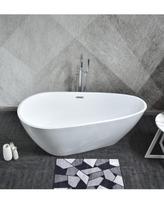 Akrilinė laisvai pastatoma vonia ORO Lorena 140 x 75 cm, su chromo spalvos sifonu ir persipylimu