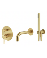 Potinkinio maišytuvo voniai-dušui rinkinys MARINER Logica, snapas 212 mm, Brushed Gold