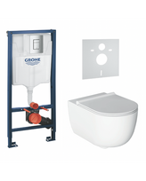Potinkinio rėmo komplektas GROHE 4 in 1 su ALICE CERAMICA Unica Rimless unitazu ir Softclosing dangčiu