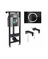 Potinkinio WC rėmo komplektas MEPA nextVIT 115 cm (3 in 1) su Zero Glass juodu mygtuku