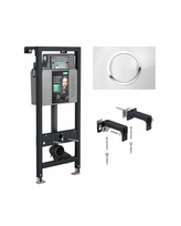 Potinkinio WC rėmo komplektas MEPA nextVIT 115 cm (3 in 1) su Zero Glass baltu mygtuku