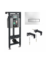 Potinkinio WC rėmo komplektas MEPA nextVIT 115 cm (3 in 1) su Orbit Glass baltu mygtuku