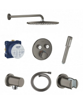Potinkinis termostatinis dušo komplektas GROHE Grohtherm SmartControl 2 išėjimų, brushed hard graphite
