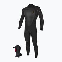 Vyriškas plaukimo hidrokostiumas O'Neill Mutant Legend 5/4 mm Chest Zip with Hood Full black/tempered steel