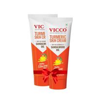 Vicco Turmeric Skin Cream With Sandalwood Oil For Glowing And Even-Toned Skin | Natural Ayurvedic Moisturizer For All Skin Types | 30gm Each Pack Of 2