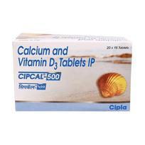 Cipla Cipcal 500 tabletės, 5 pakuotės, kaulų, raumenų ir sąnarių sveikatos papildas su vitaminu D3, 15 tablečių x 5 plokštelės