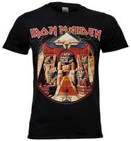 Iron Maiden marškinėliai Powerslave Žaibo ratas Grupės albumo logotipas Naujas oficialus 3XL