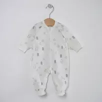 Vilaurita pašiltintos medvilnės šliaužtinukas 1150 ,,Tommy" 50, 56, 62 cm. : Dydžiai - 62, Spalva - Balta su pilka