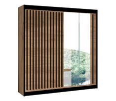 Spinta su veidrodžiu SANTINO 203x215 cm ąžuolas craft/juoda