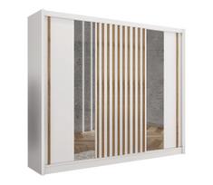 Drabužių spinta su veidrodžiu SANTINO 250x215 cm balta/ąžuolas craft