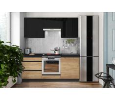 Virtuvinė spintelė MARINA 180 cm ąžuolas craft / blizgi juoda