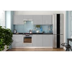 Virtuvės komplektas CELESTE 240 cm, blizgi pilka