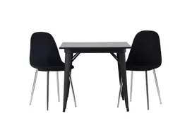 Tempe Valgomojo stalas , juoda +Polar Valgomojo kėdė - juoda Velvet / Chrome _2
