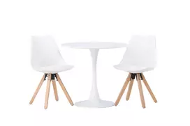 Hamden Valgomojo stalas - baltas MDF + "Zeno" valgomojo kėdė - Nature Woodlook / baltas PU _2