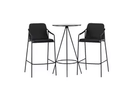 Bistro baro stalas φ60 - juoda / MDF su faneruote +Tvist baro kėdė - juoda / juoda PU _2