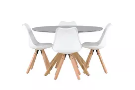 Piazza Valgomojo stalas - Natūralus / pilka Spraystone +Zeno Valgomojo kėdė - Nature woodlook / balta PP