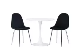 Hamden Valgomojo stalas - baltas MDF + valgomojo kėdė Polar - juodas aksomas / chromas _2