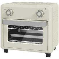 Mini krosnelė HOMCOM Mini orkaitė su konvekcija 10L 2 in 1 Mini orkaitė su orkaitės lentyna, kepimo skardą ir padėklą trupiniams, 80 °C-230 °C karšto oro keptuvė su jutikliniu ekranu, laikmačiu, vidiniu apšvietimu, 1000 W, nerūdijantis plienas, Kreminės baltos spalvos