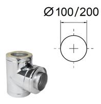 Izoliuotas 90° T formos elementas su adapteriu. D-100/200 mm.