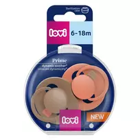 LOVI silikoniniai dinaminiai čiulptukai Prime,  Granola/Orange,  6-18m,  2 vnt.,  34/410