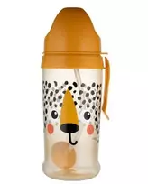 CANPOL BABIES neišsipilanti sportinė gertuvė su šiaudeliu BabiesBoo cheetah, 270 ml,  56/510_ora
