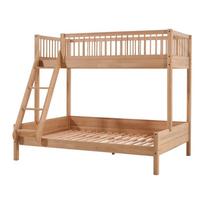 Natūralios spalvos dviauktė iš ąžuolo masyvo vaikiška lova su lovos grotelėmis 140x200/90x200 cm Forrest – Vipack