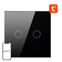 Išmanusis šviesos jungiklis ZigBee Avatto ZTS02-EU-B2 2 padėčių TUYA (juodas)