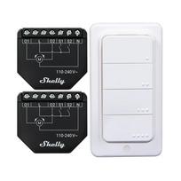 2 žaliuzių/užuolaidų WiFi valdiklių rinkinys Shelly Shutter + BLU RC mygtukas 4