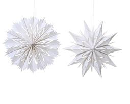 Pakabinama kalėdinė dekoracija PAPER STAR, baltos sp., 2 rūšys,  9,2 x 40 cm, 1 vnt