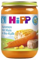 HiPP ekologiška tyrelė „Morkos ir kukurūzai su veršiena“, nuo 6 mėn., 190 g., 6280