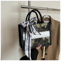Commuter large-capacity letter tote bag, new casual versatile silk scarf, bow, tote bag.