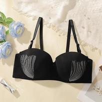 Push-up Plus Size Black Pure Desire Underwear Thin Straps Anti-sagging Seamless Bra for Round Breasts 90D