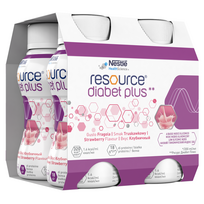 RESOURCE DIABET PLUS, Plus braškių skonio gėrimas, 200ml, 4 vienetai