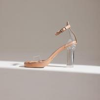Madingi vasariniai moteriški sandalai PVC skaidri sagtis dirželis kvadratinis kulnas 12CM aukšti kulniukai bateliai moteriški kulniukai moteriški batai prabangūs 35