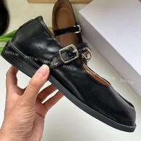 Madingi IPPEUM Tabi batai plokščiapadžiai su skelta nosimi didelio dydžio 44 Mokasinai rudos spalvos batai juodos odos moteriški Mary Janes Tabis US 4  (22.5CM) ruda