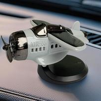 Saulės energija maitinamas besisukantis sraigtasavio formos kovinis automobilio prietaisų skydelio papuošalas pilka spalva
