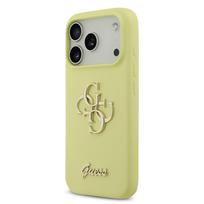 Guess Liquid Silicone 4G Metal Logo Case for Apple iPhone 17 Pro geltonos spalvos