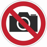 Informacinis lipdukas ''FOTOGRAFUOTI AR FILMUOTI DRAUDŽIAMA '' ženklas 90x90mm