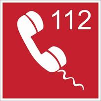 Informacinis lipdukas ''GAISRO AVARINIS TELEFONAS 112'' ženklas 140x140mm