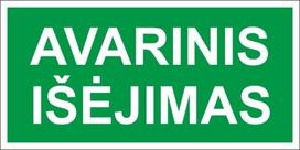 Informacinis lipdukas ''AVARINIO IŠĖJIMO VIETA'' ženklas 75x150mm