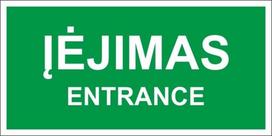 Informacinis lipdukas ''ĮĖJIMO VIETA'' ženklas 75x150mm