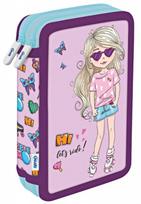 Penalas SPREE dvigubas su mokyklinėmis priemonėmis 20x13cm, LET'S RIDE