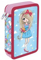 Penalas SPREE dvigubas su mokyklinėmis priemonėmis 20x13cm, SCHOOL GIRL