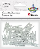 Dekoracija rankdarbiams Segtukai mediniai balti 25x8mm/25vnt. Titanum