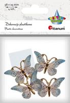 Dekoracija Drugeliai, (plastikas), lipnūs, 4vnt.x38x23mmm, TITANUM