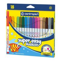 Nuplaunami flomasteriai CENTROPEN Super Easy 2580, 18 spalvų