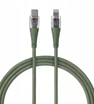 Qualo QTCN-CL-04 Transparent Nylon Cable USB-C - Lightning / 12W / 1.5m / green