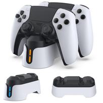 PS5 ir "Elite" valdiklių dviguba įkrovimo stotelė su išmaniuoju LED indikatoriumi ir greitojo įkrovimo technologija