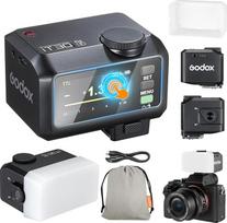 "Godox iT30Pro-F" iT30Pro F mini fotoaparato blykstė su baltu difuzoriumi Speedlite fotoaparato blykstė 560 blyksnių, esant visiškam belaidžio pagrindinio ir imtuvo galingumui 2.4G TTL jutiklinis ekranas, skirtas "Fuji" fotoaparatui DSLR (juoda)